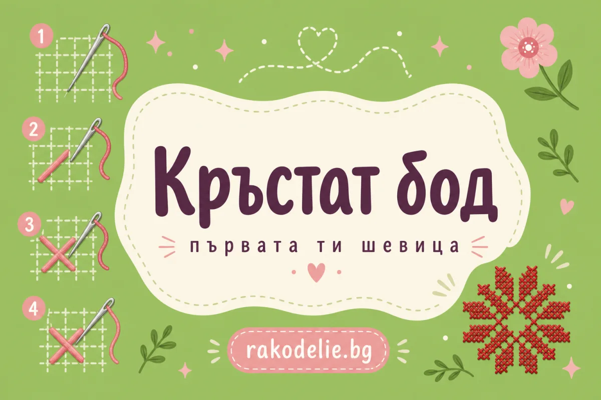 Кръстат бод за начинаещи: първата ви шевица стъпка по стъпка