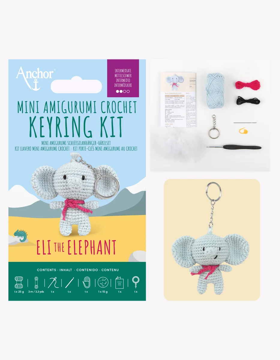 Ключодържател Слонче - Anchor амигуруми комплект A28C08-XS