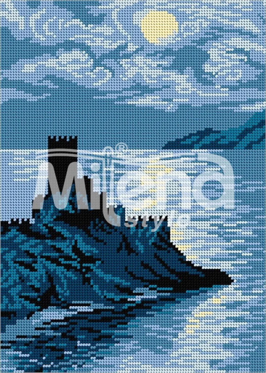 Замък в морето - гоблен със схема (5687)