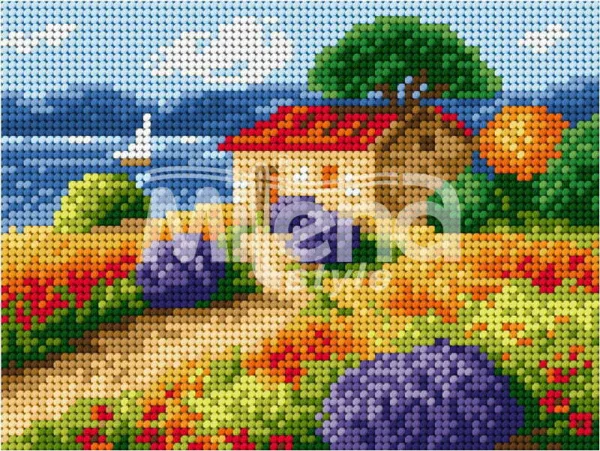 Рибарска хижа - гоблен със схема (6433)