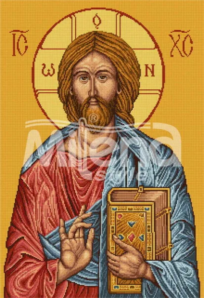 Исус Вседържител - гоблен със схема