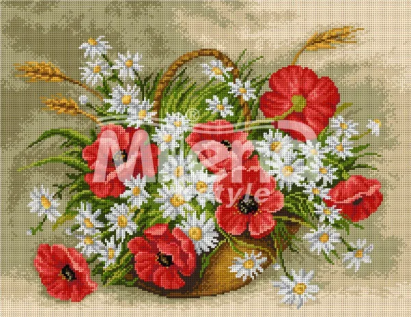 Макове и маргаритки - гоблен със схема