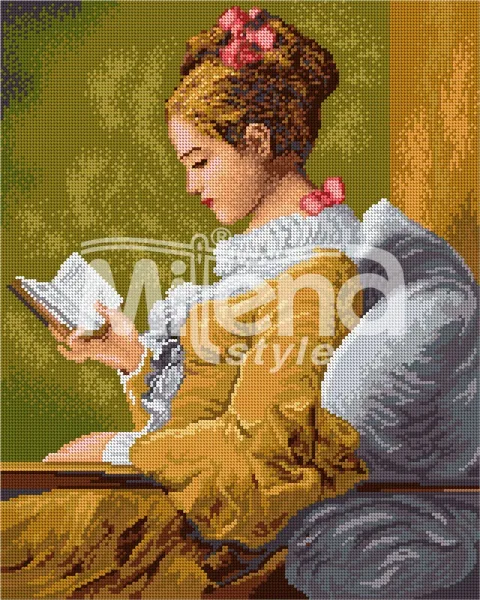 Момиче с книга - гоблен със схема