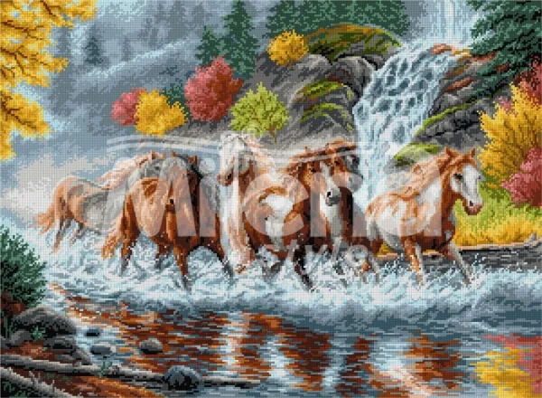 Мустанги - гоблен със схема