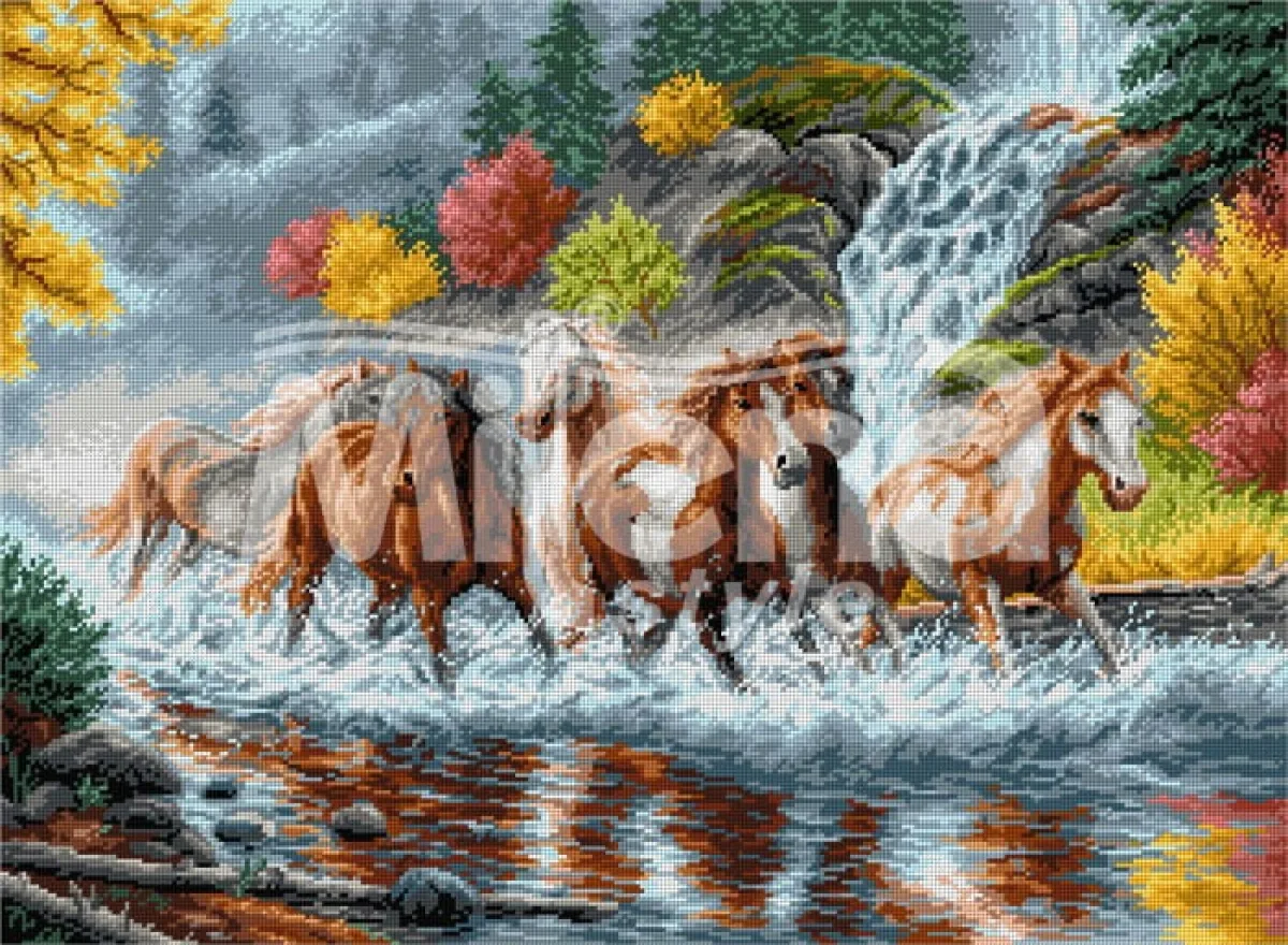 Мустанги - гоблен със схема