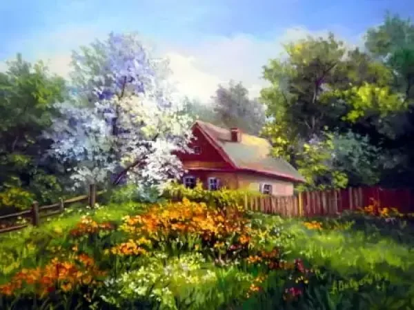 Къща в планината - диамантен гоблен