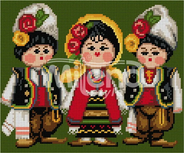 Български кукли - гоблен със схема