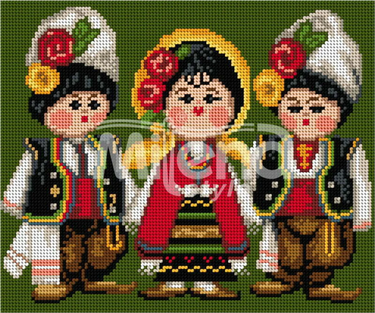 Български кукли - гоблен със схема