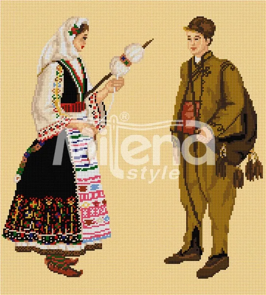 Карнобатска носия - гоблен със схема