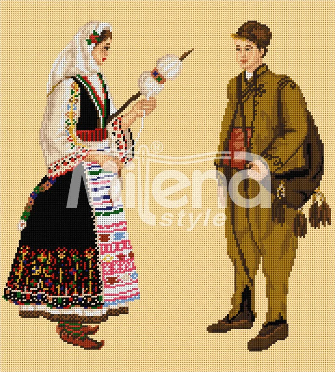 Карнобатска носия - гоблен със схема