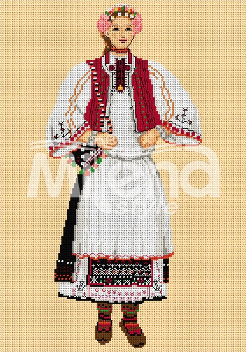 Разградска носия - гоблен със схема