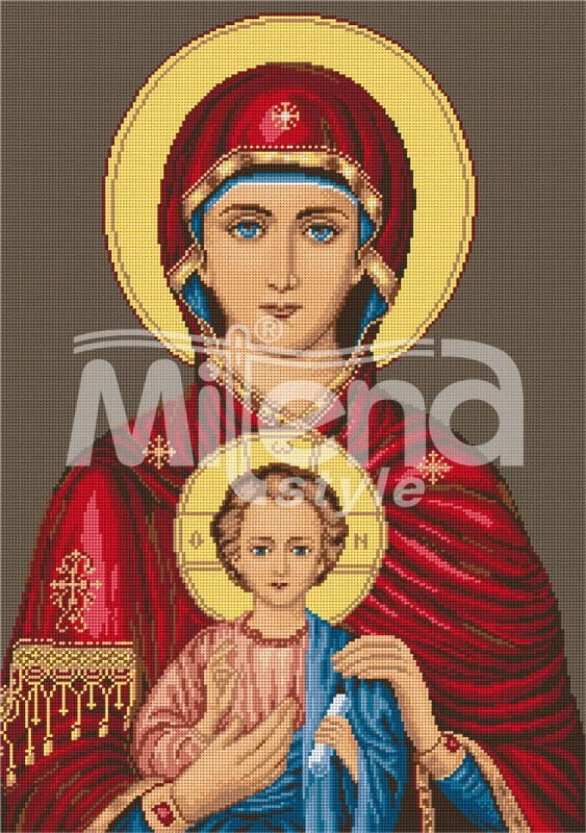 Св. Богородица с Младенеца - гоблен със схема