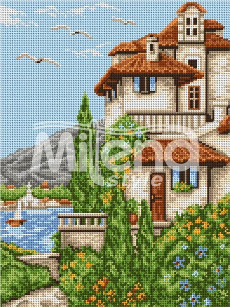 Къща край морето - гоблен с щампа (304014)