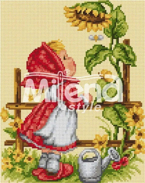 Момиче с лейка - гоблен с щампа (243035)