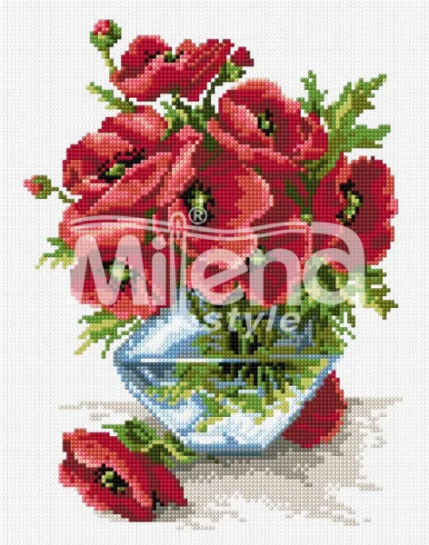 Ваза с макове  – Печатана Aida 14 ct (AB005)