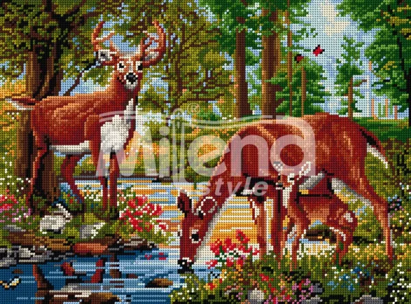 Гоблен с щампа Елени край потока