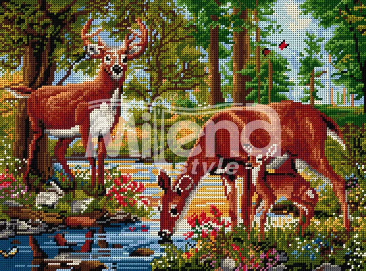Гоблен с щампа Елени край потока