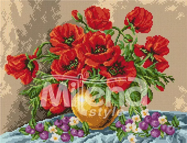 Макове във ваза – Печатана Aida 14 ct (AD040)