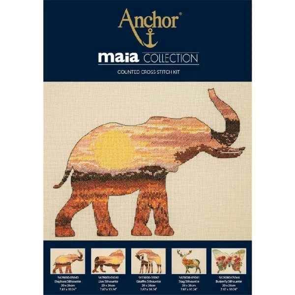 Силует на слон - Anchor комплект за кръстат бод 5678000-05017