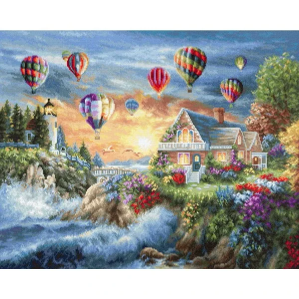 Балони над Sunset Cove - гоблен със схема